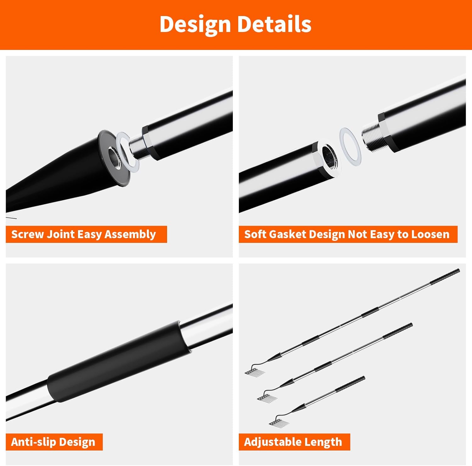 Iron Weeding Rake with Long Handle (Pre-Assembled), 8 Teeth Iron Rakes for Gardening and Weeding, Heavy-Duty Carbon Steel Weed Rake or Weed Puller Tool for Lawn, Patio and Garden, Gloves Included