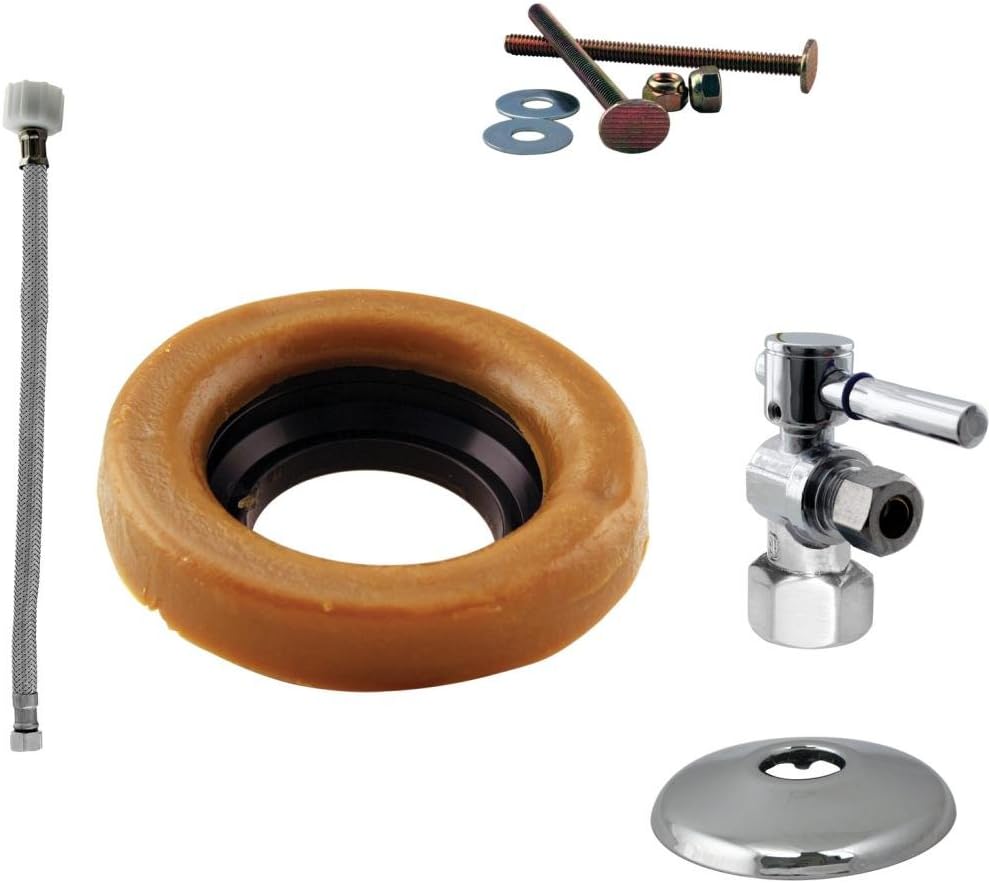 Ball Valve Toilet Kit and Wax Ring with Lever Handle Finish: Polished Chrome