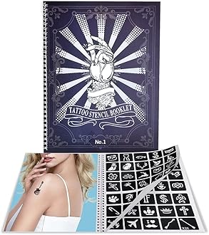 Tiebeauty 20 Sheets Temporary Tattoo Stencils Kit, 448 Pcs Glitter Airbrush Tattoo Templates Reusable Henna Tattoo Stickers Suitable as Gift for Women Boys and Girls Body Art Stencils (Blue)