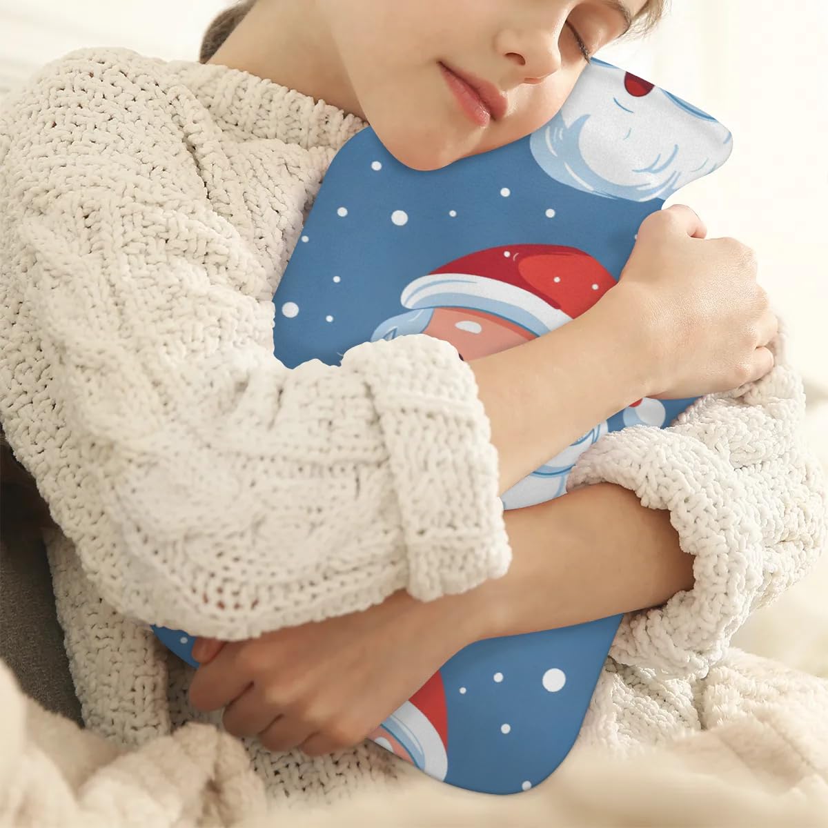 Hot Water Bottle with Soft Cover,2L Abstract Santa Claus Hot Water Bag for Hot and Cold Compress, Hand Feet Warmer, Bright Santa Claus Rubber Hot or Cold Water Bottle Halloween Christmas Decorations