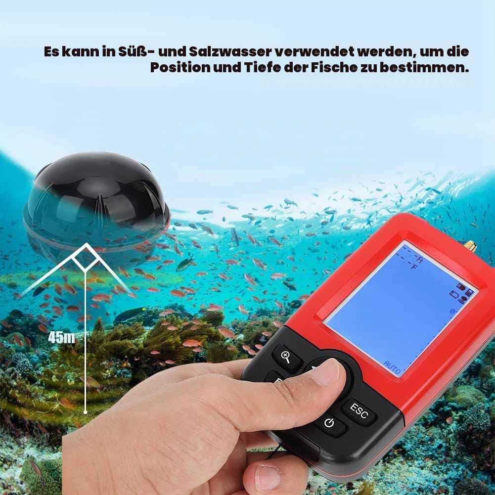 Tragbare Fish Finder Wireless Sonar Sensor Fischköder Echolot mit Wassertemperatur Tiefe Farbdisplay