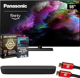 TV-55Z85AP Z85 55" OLED 4K UHD Fire TV 2024 Bundle with HTB200 Compact Soundbar, CPS Exclusive 26 Month Protection, 2X HDMI Cable & Deco Gear Complete Home Theater Beginner's Guidebook