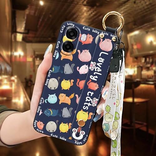 Phone Case Compatible with OPPO A6 4G Global, Kickstand Back Cover Waterproof Wrist Strap Shockproof Durable Dirt-resistant Desi
