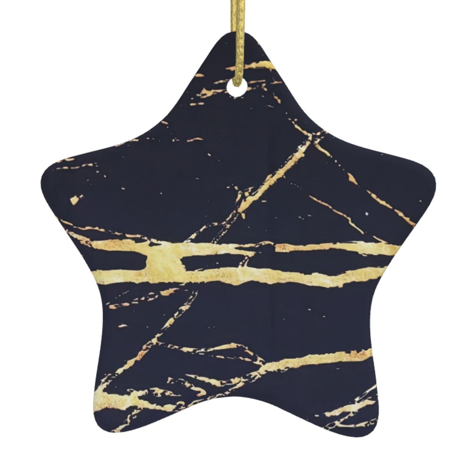 Marble. (2) Print Christmas Ornaments, Ceramic Hanging Ornament, Round Shape Decorations