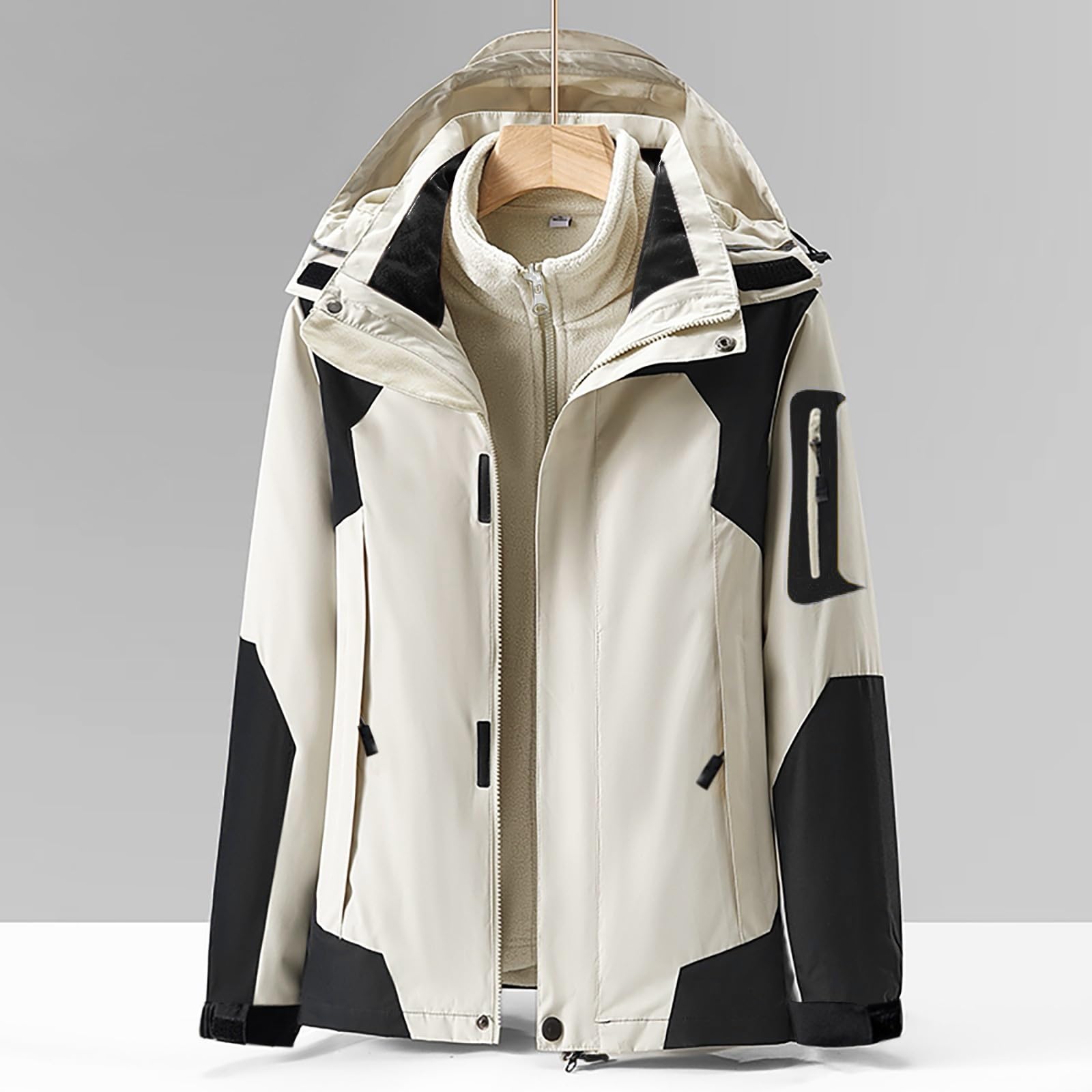 Veste de ski imperméable pour femme avec capuche, manteau d'hiver isolé, coupe-vent, veste de snowboard d'extérieur avec bloc de couleurs, veste de neige respirante et chaude pour les sports d'hiver,