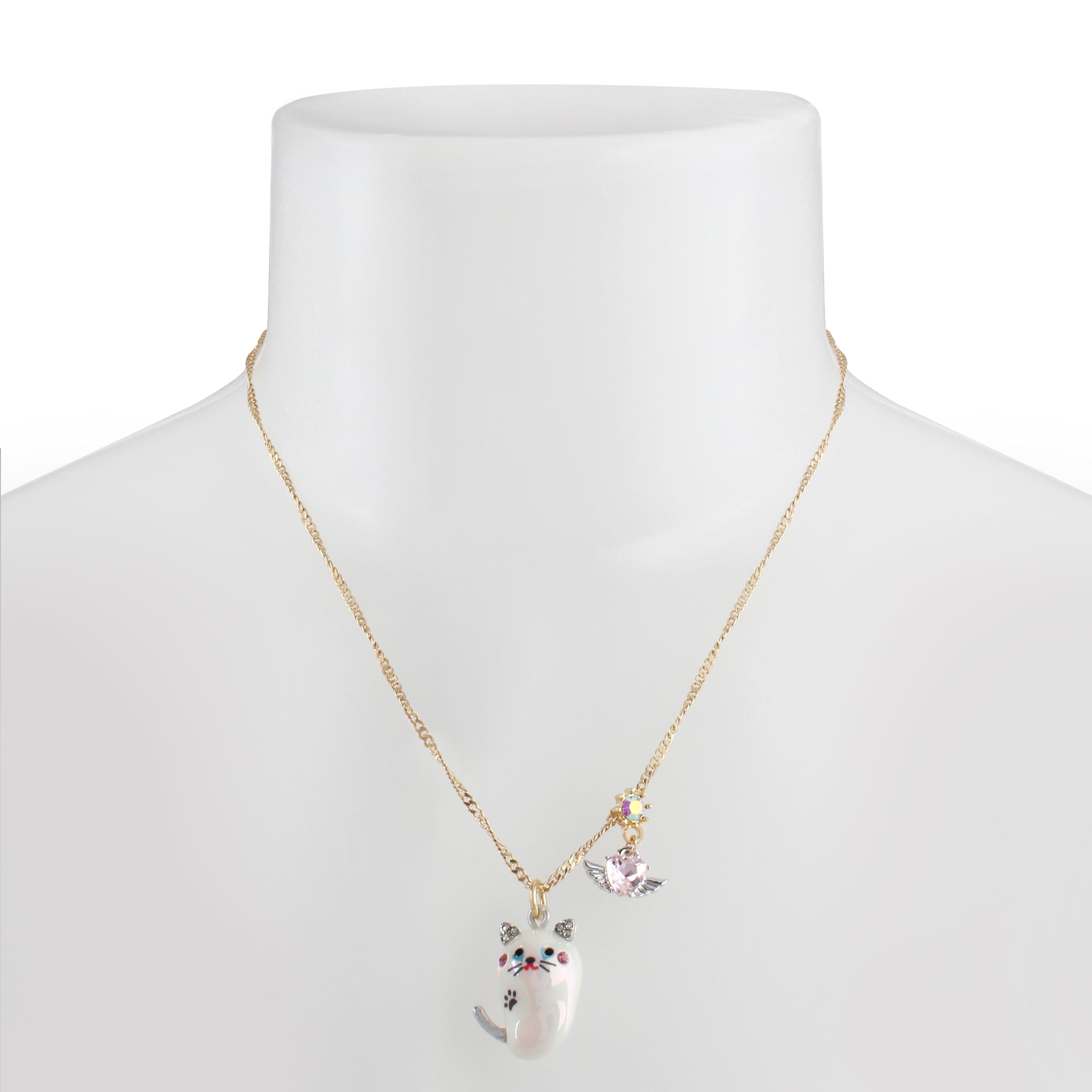 Betsey Johnson Women's Pearl Critters Cat Pendant Necklace