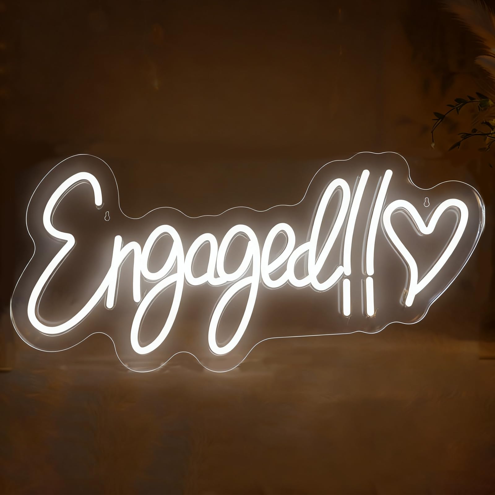 Engaged Neon Signs For Wall Decor Neon Signs Wedding White Neon Sign for Wall Decor with Dimmable USB Powered Neon Sign For Wedding Decor for Engagement 16.92”X7.87”