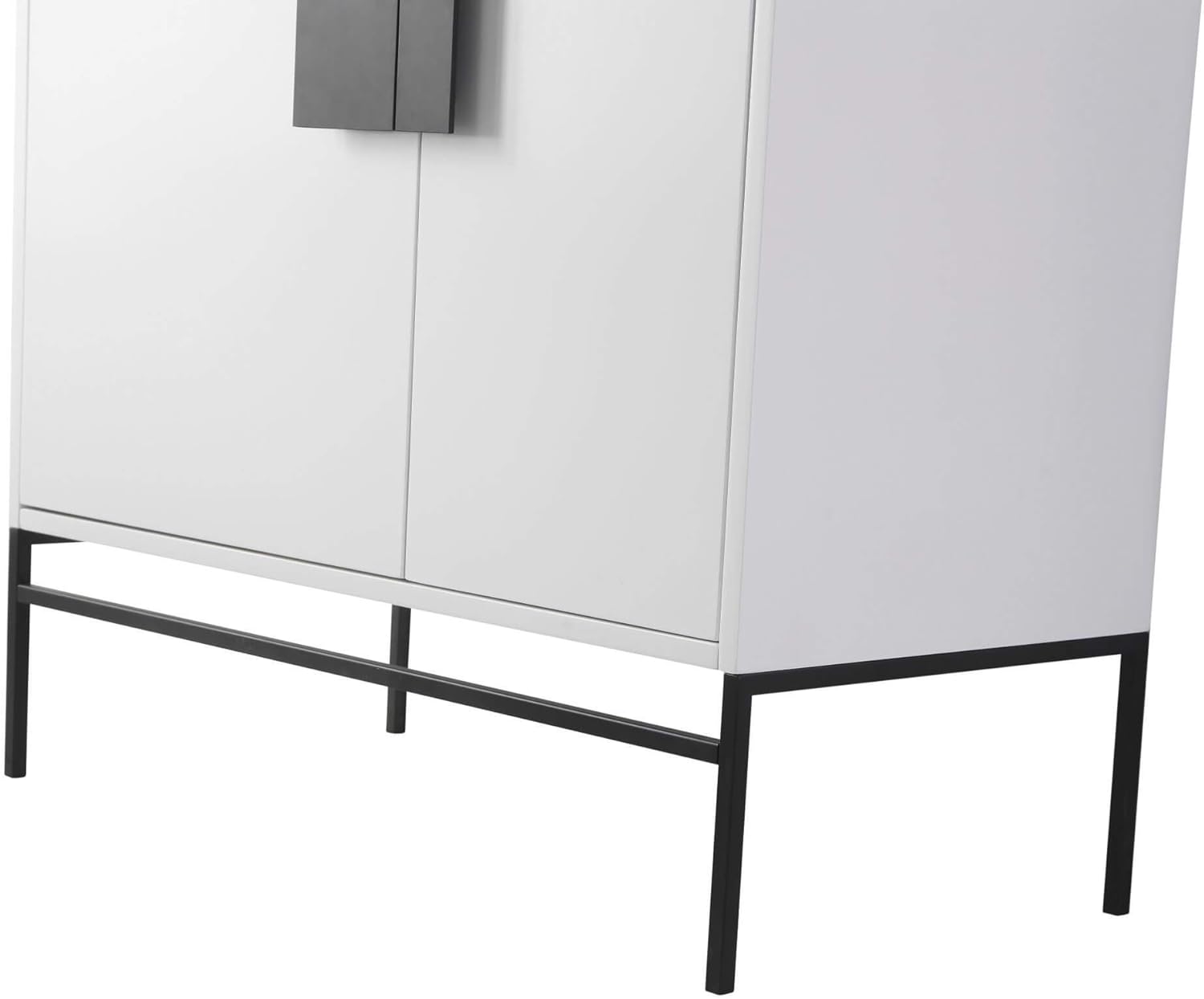 Fine Fixtures - Modern White 36" Bathroom Vanity Set, Black Matte Hardware, Vireous China Sink Top