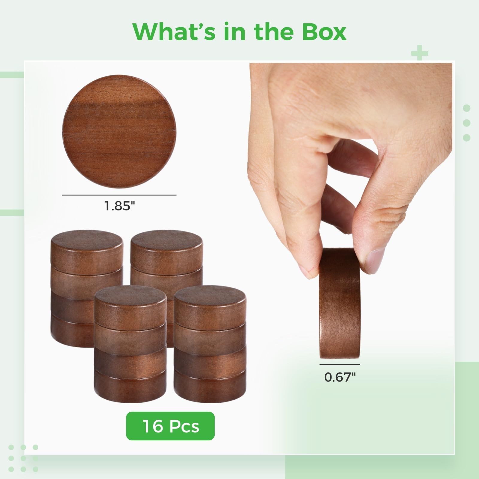 Lot De 16 Couvercles En Bois D'acacia Pour Pots à épices - Diamètre 4,7 Cm, Hermétiques, Filetés, Pour Pots De 118 Ml Et 170 Ml