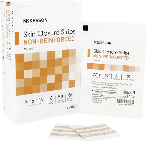 McKesson Tiras adhesivas para cierre de piel, tira flexible Steri para el cuidado de heridas, 14 pulgadas x 1 12 pulgadas, 300 unidades