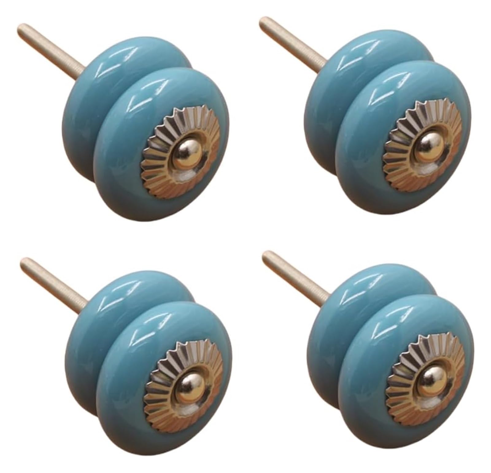 Enmrfvkz Blu Ceramic Cupboard Drawer Handle Knobs, Ceramic Cupboard Drawer Handle Knobs, 4 Pcs Multicolor Round Single Hole(Blu)