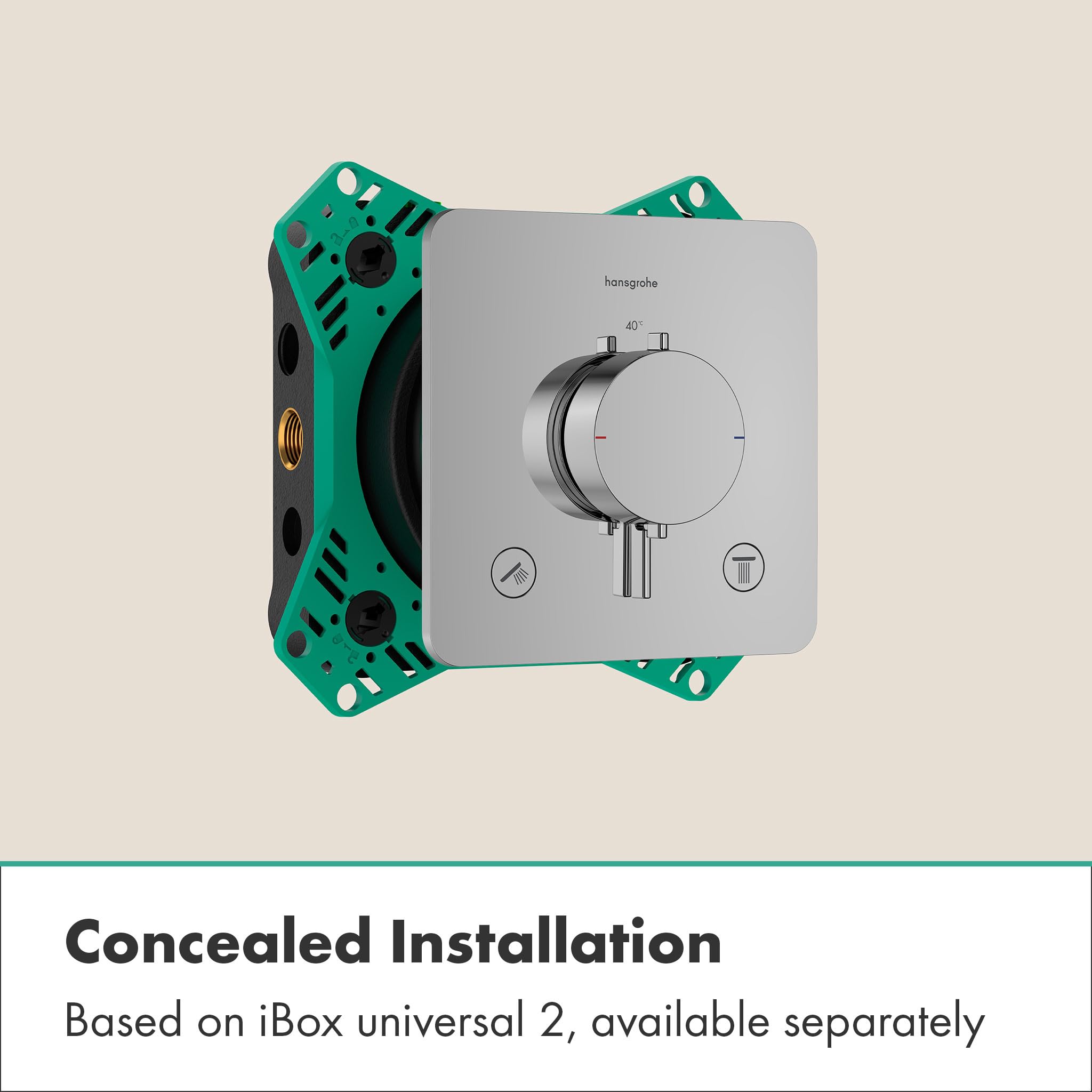 hansgrohe Ecostat Comfort Q - bateria termostatyczna podtynkowa, armatura łazienkowa z zabezpieczeniem przy 40 °C, termostat, kran do 2 odbiorników, chrom, 33713000