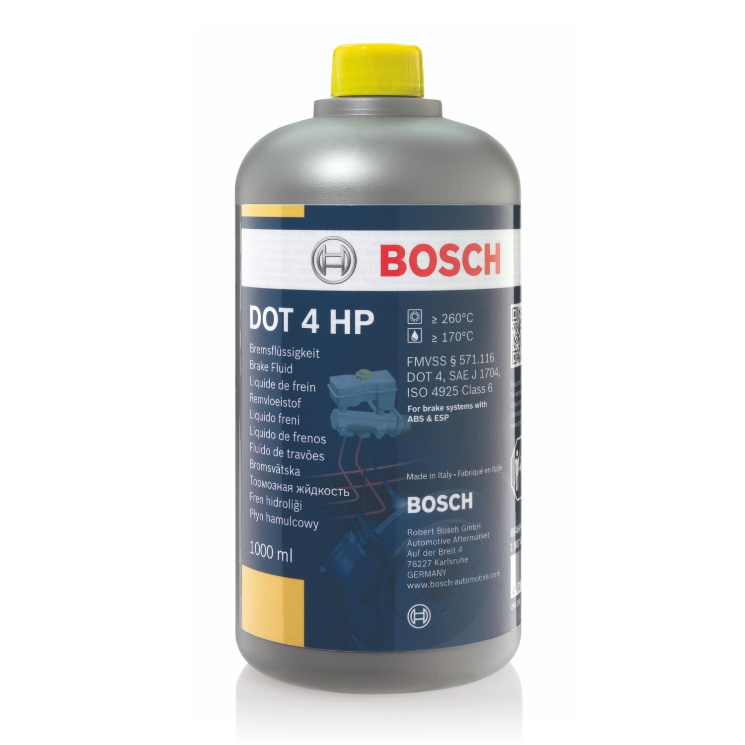 Bosch DOT 4 HP Liquide de Frein Bosch 1 L - Pour Tous les Véhicules Modernes Équipés de Freins ABS et ESP