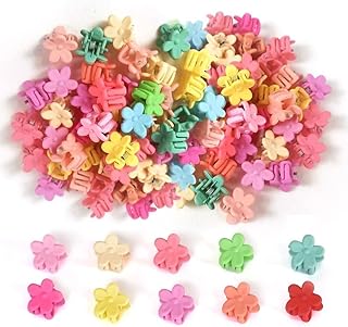 مشابك شعر صغيرة تصاميم أزهار بألوان باستيل، إكسسوارات شعر بلاستيكية للبنات (50 قطعة في العبوة)