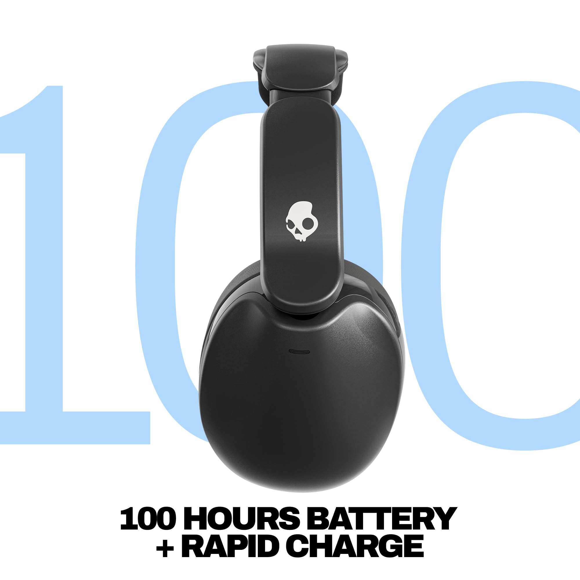 Skullcandy Hesh 360 Wireless Over-Ear Bluetooth Headphones, Up to 100 Hours Battery, Noise Isolating Fit, Flat-Folding Collapsible Design, Microphone iPhone Android - True Black