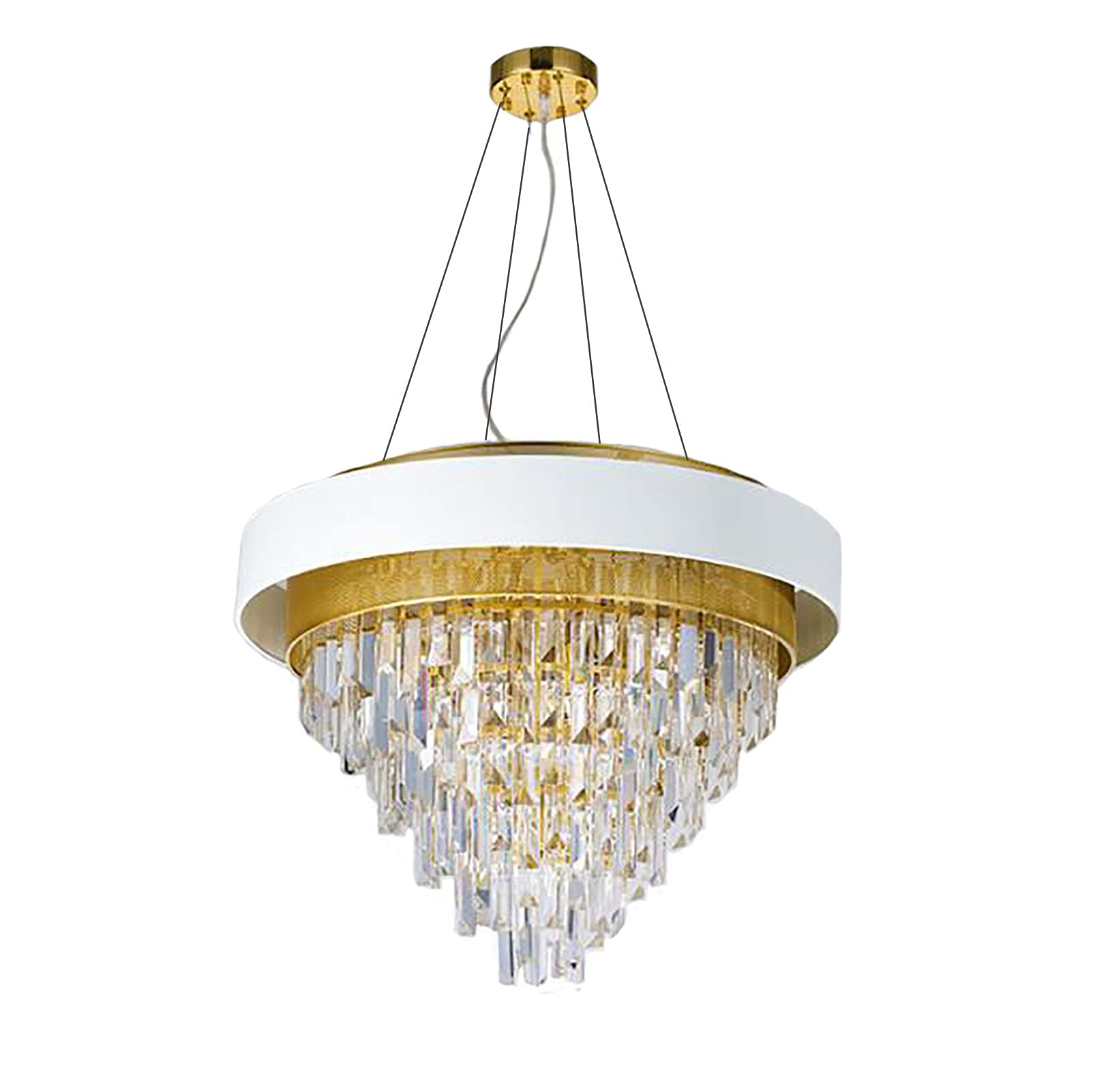 Lámpara de araña Moderna de Cristal, lámpara de araña contemporánea de Lujo de 5 Luces con Forma de Gota de Lluvia, lámpara de Techo Colgante Ajustable para Comedor y Sala de Estar - Blanco