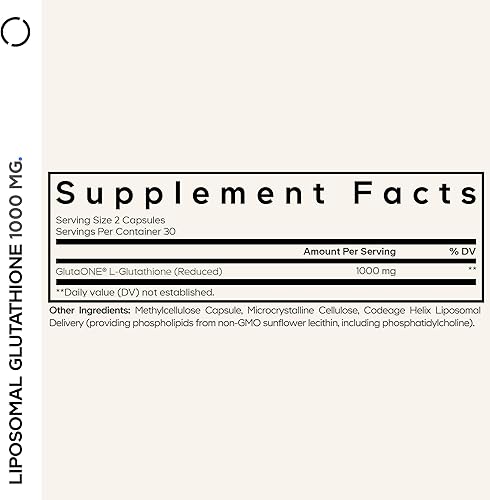 Miniatura 2 de Codeage Suplemento de glutatión liposomal de 1000 mg, L-glutatión reducido de alta potencia - Entrega liposomal - Fosfolípidos - Sin OMG, sin gluten