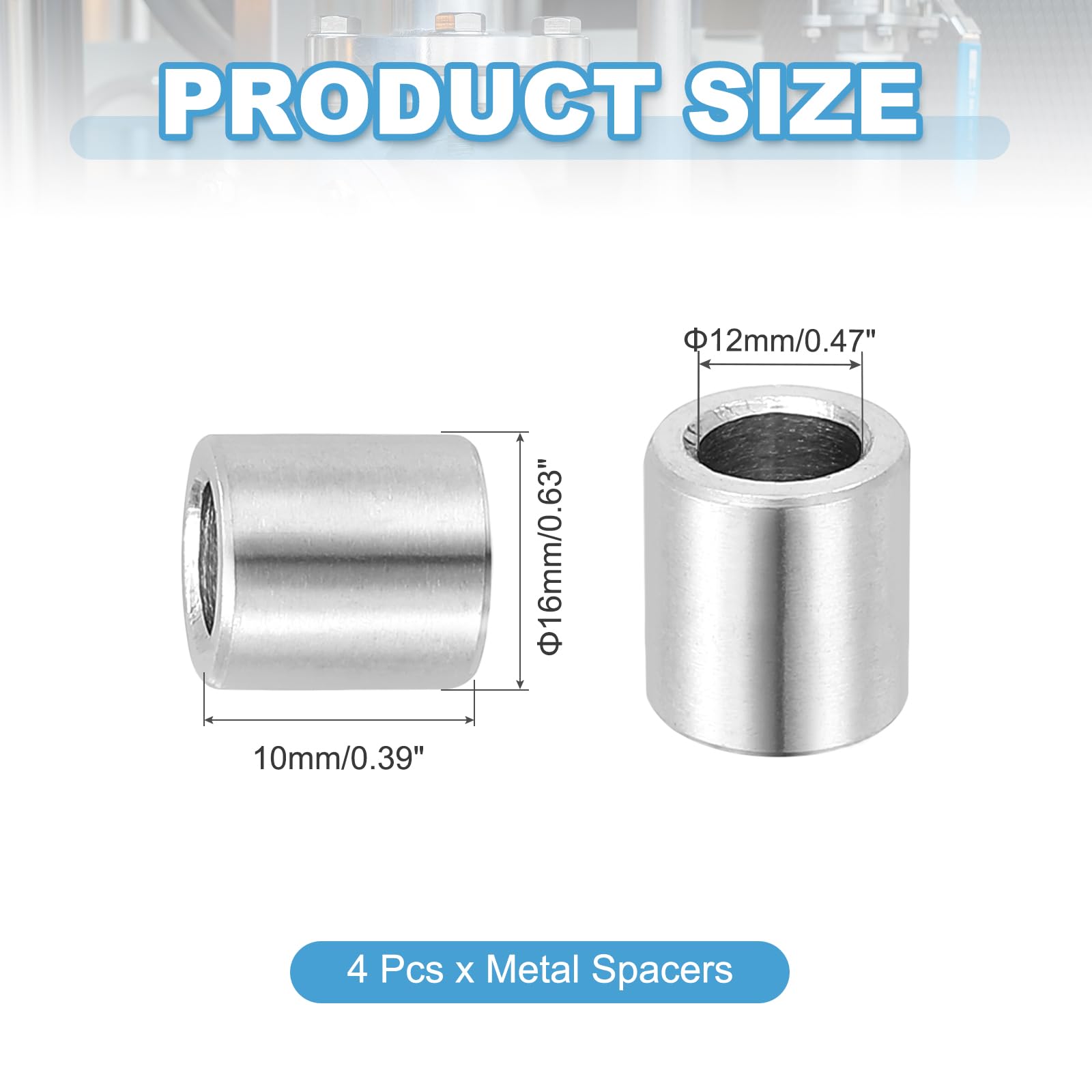 PATIKIL 4 Pcs Stainless Steel Spacers - Image 2