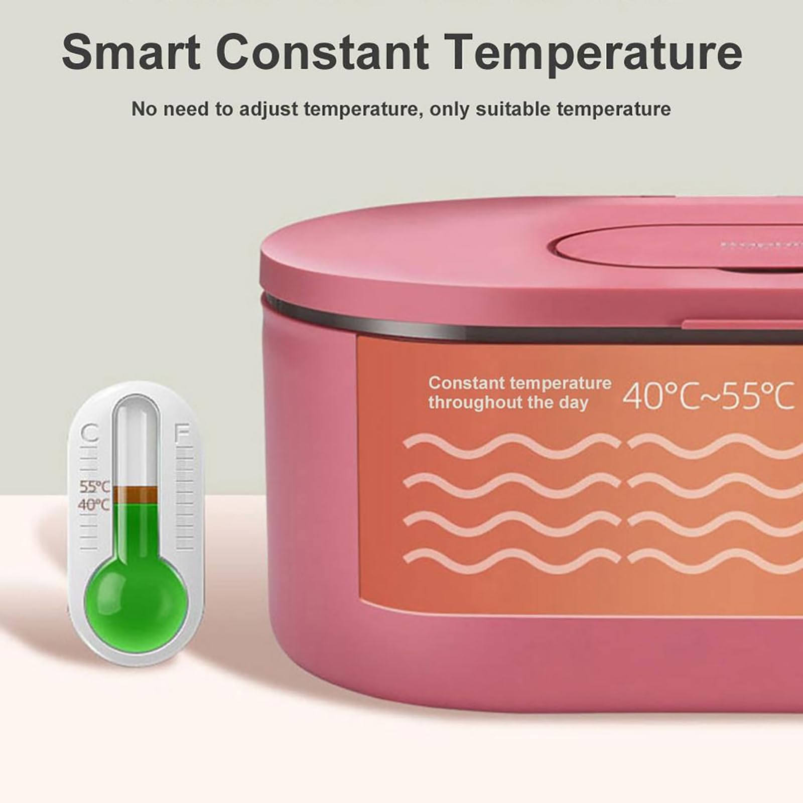 Termostat elektryczny podgrzewany wieszak na ręczniki nawilżane pudełko do podgrzewania wody przenośny dozownik na chusteczki plastikowe do podróży samochodowych,Pink,25.6*14.6*10.9cm
