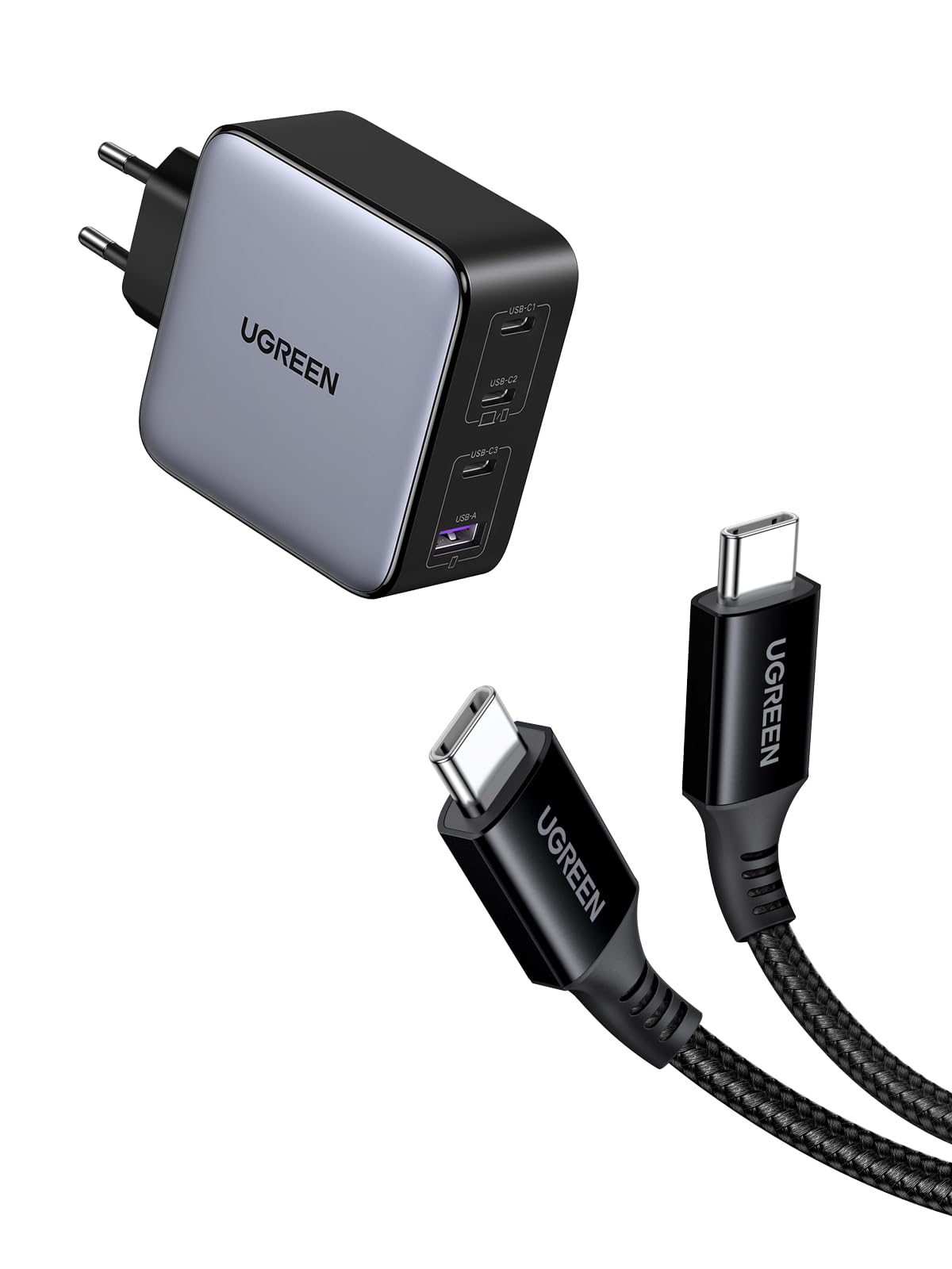 UGREEN Nexode 100W Chargeur USB C Rapide 4 Ports GaN 100W Câble USB C PD 20V 5A