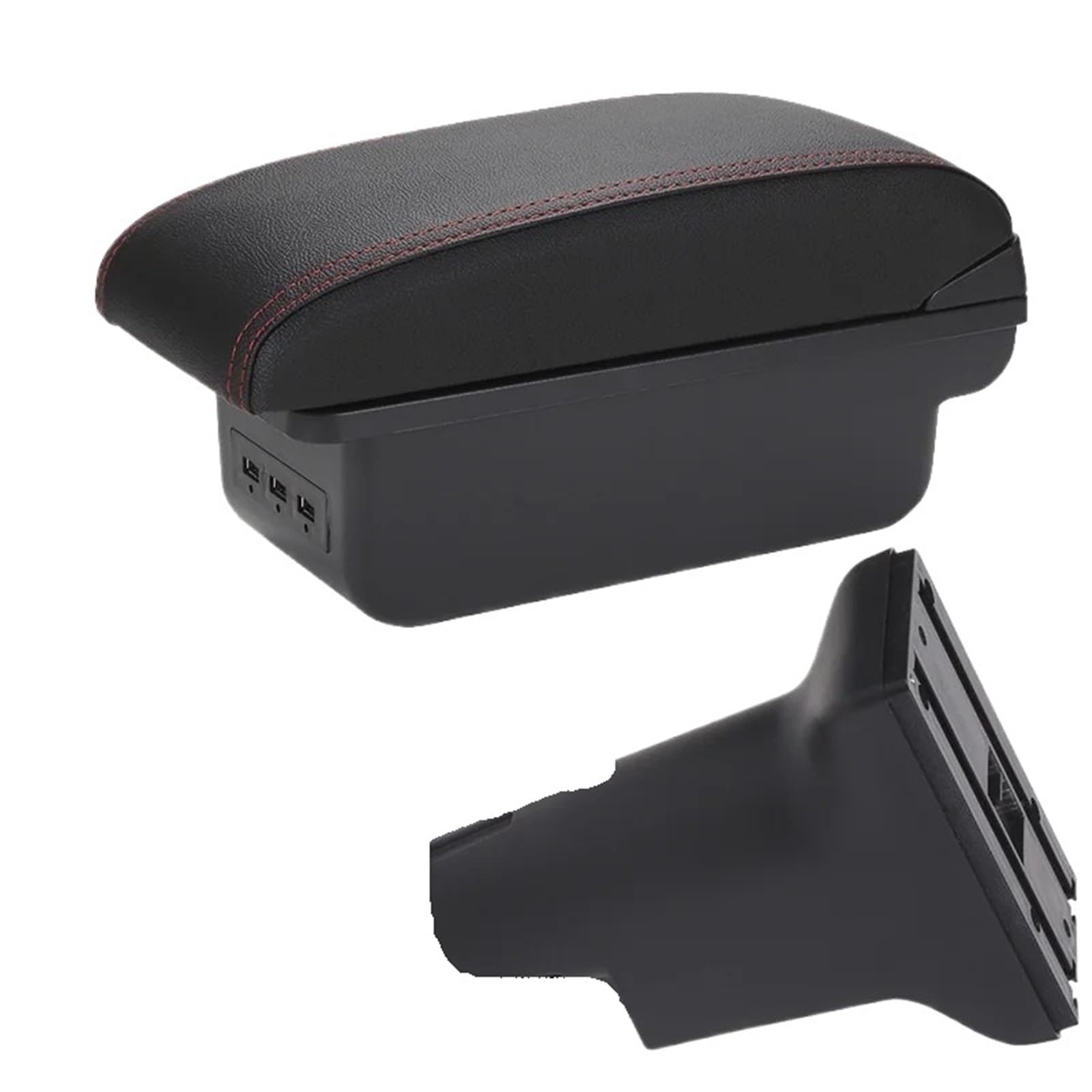 AWGNTQQ Car Armrests For Fiat 500 2012-2025 Armrest Box Auto Storage Dedicated Retrofit Parts Interior Accessories(B1 Black red 3USB)