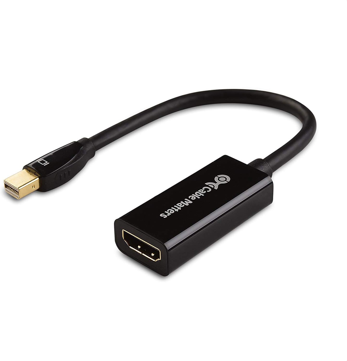 Cable Matters 4K Mini DisplayPort to HDMI 4K Adapter (Mini DP to HDMI Adapter) in Black - Thunderbolt and Thunderbolt 2 Port Compatible
