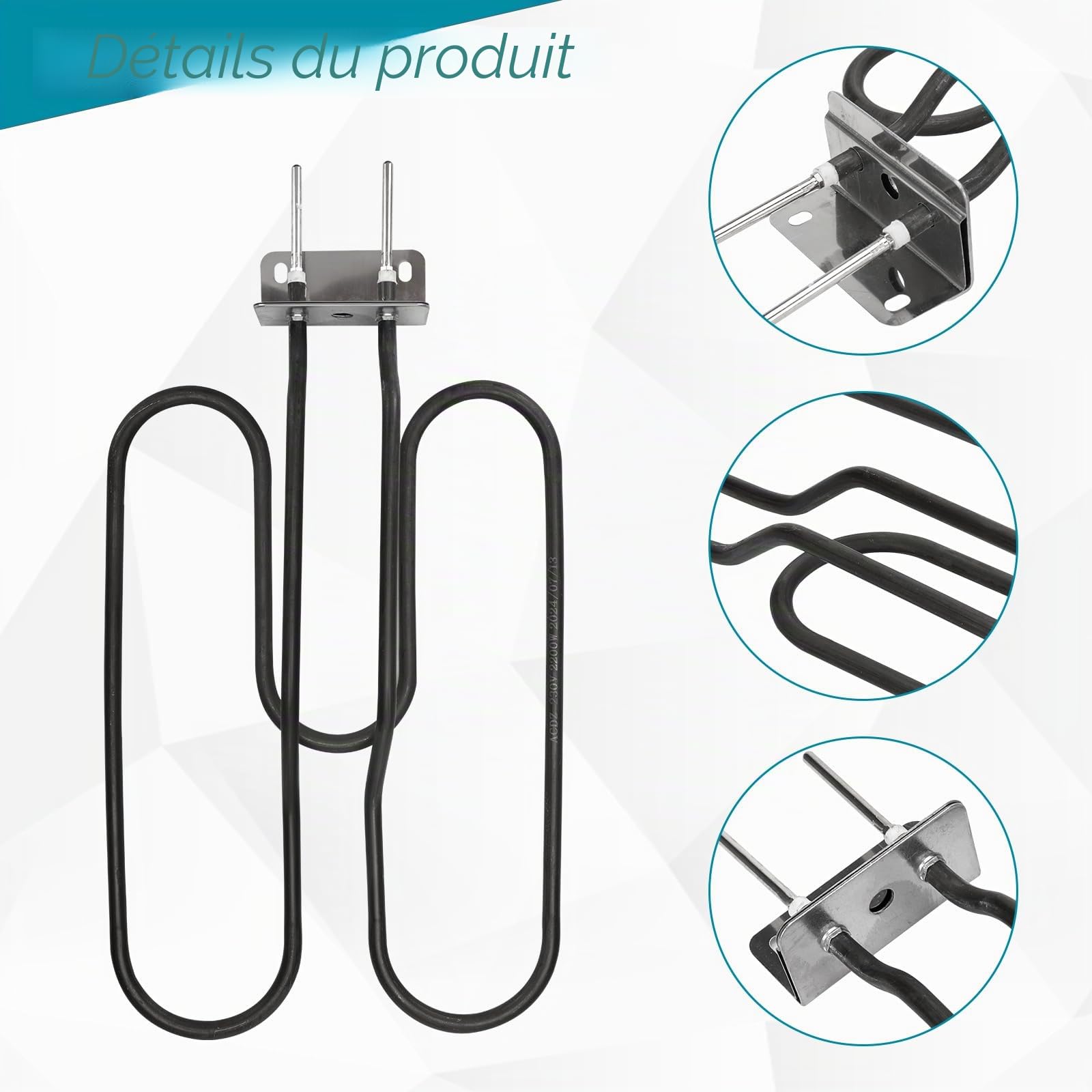 Élément chauffant 66631 Compatible avec les grilles électriques Weber Q140 Q1400, éléments chauffants en acier inoxydable 2200 W, référence OE# 80342, 80343, 65620