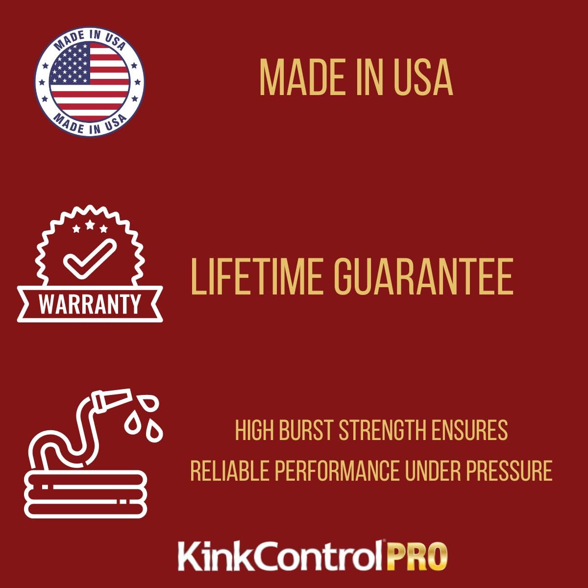 Kink Control Pro - Manguera de jardín con resistencia UV superior, mango ergonómico, alta resistencia a la rotura y tecnología de estructura de triple refuerzo para resistencia a las torceduras, 15 m
