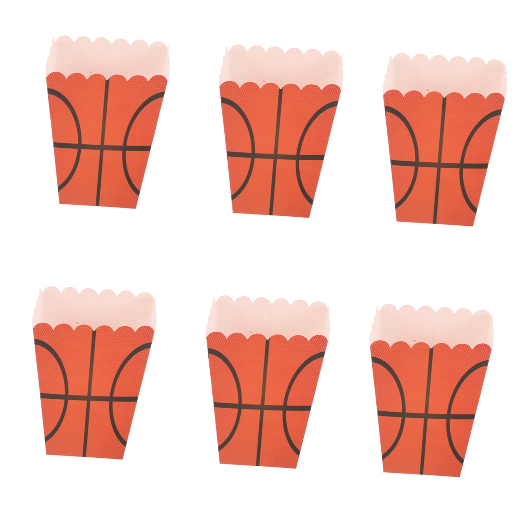 BRIGHTFUFU 6pcs Basketball Popcorn Boxes Paper Popcorn Containers for Sport Party Decorations Birthday Treats