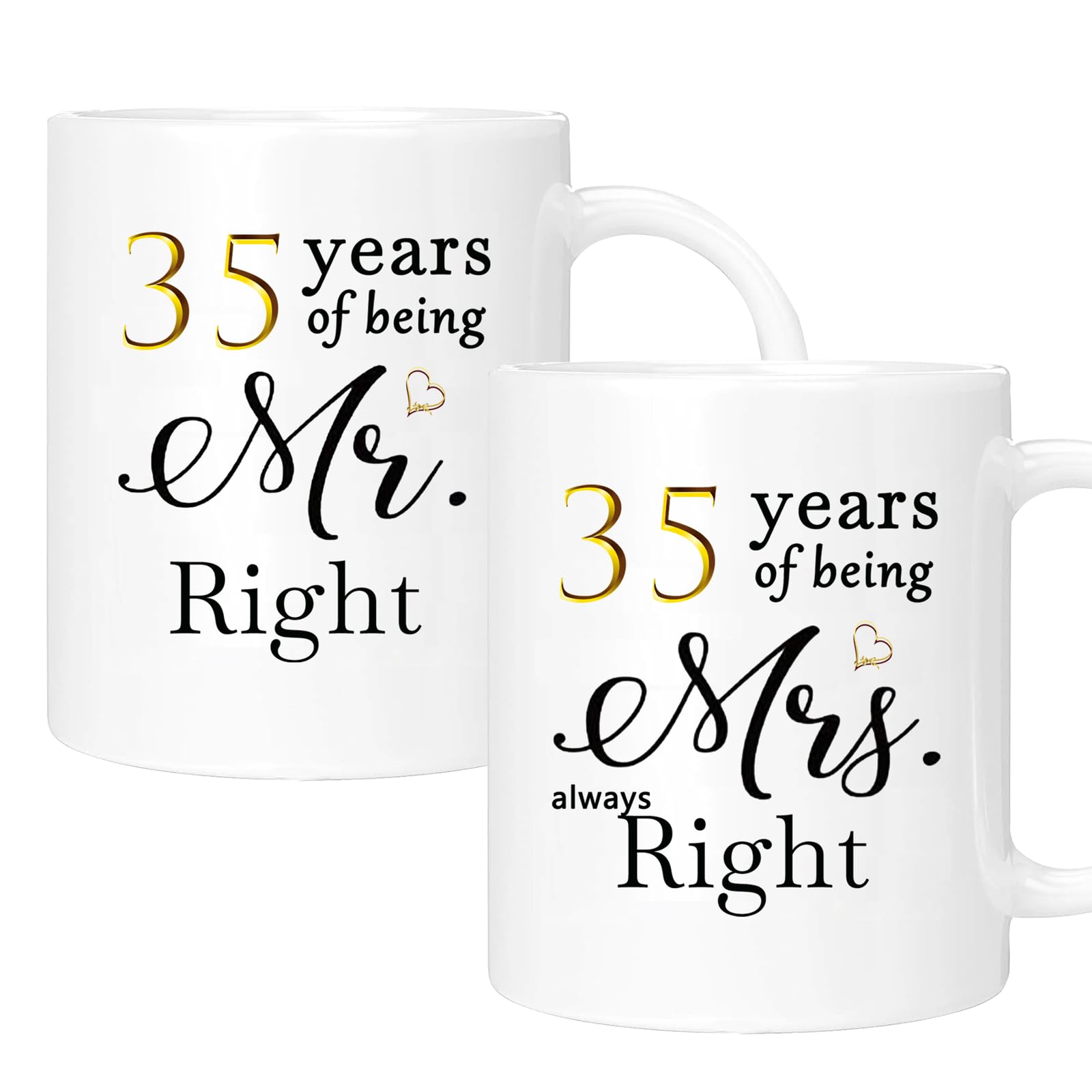 35 Year Anniversary Coffee Mugs Set of 2, 35th Anniversary Wedding Gifts for Wife Husband Parents Couple Grandparents, 35 Year Anniversary Engagement Gifts Cups, 11oz