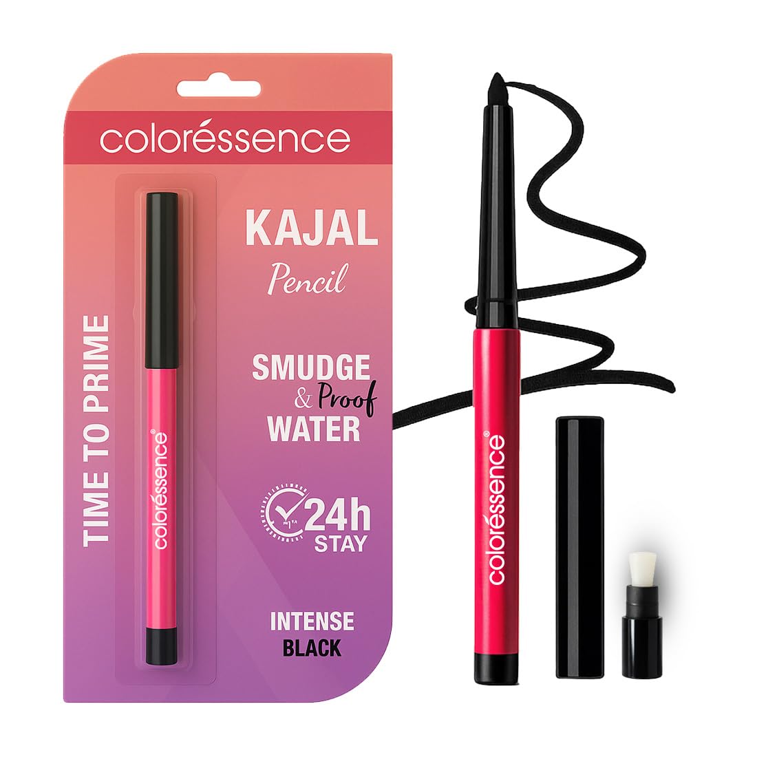Coloressence Time to Prime Kajal Pencil| Intense Black Color| Matte Finish| Smudge-proof & Waterproof| Stays Upto 12 Hours| Infused with Almond Oil| Bold Black Rich Color Payoff| One Swipe Application-image-13