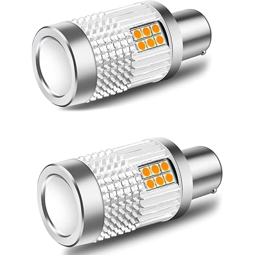 Alla Lighting Brightest CANBUS Error Free BA15S 1156 LED Bulbs 3000Lm High Power 3030 30-SMD 12V LED 1156 Bulb 21W 7506 1141 1156A LED Turn Signal Light, Amber Yellow (Set of 2)