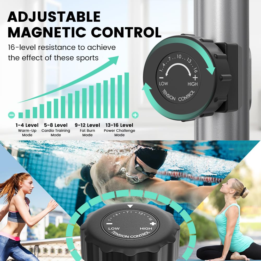 Dripex Crosstrainer für zuhause, Magnetisch Ellipsentrainer, Ultraleiser Crosstrainer mit 16-stufiger Widerstand, 6KG Schwungrad, Pulssensor, LCD Monitor, Gerätehalterung, Transporträder (Grün)