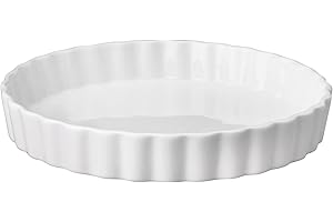 HIC Kitchen White Porcelain 8-Inch Round Baking Dish