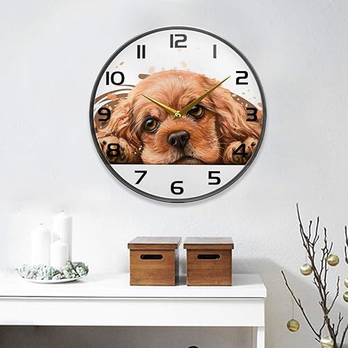 Miniatura 2 de WENXOUAL Reloj de pared moderno y silencioso sin tictac, salpicaduras, perezoso Cocker Spaniel Americano, Cachorro de 12 pulgadas, decorativo, de