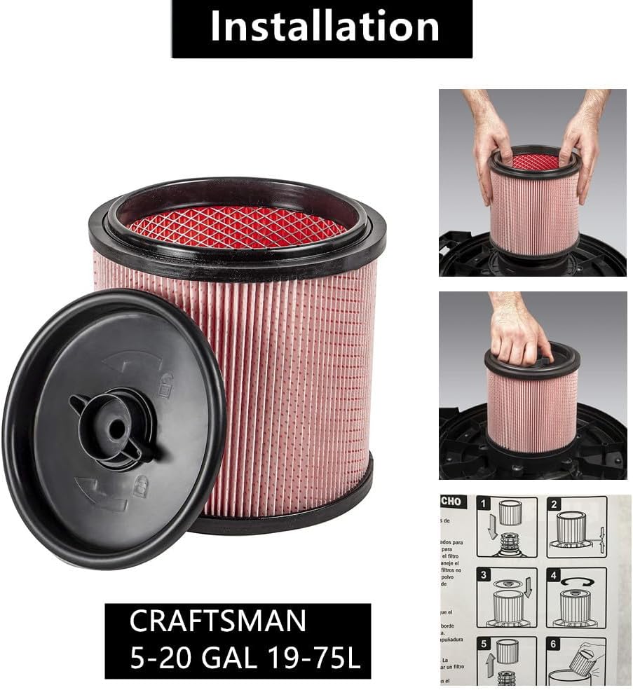 1 PACK Amigriki pink standard cartridge vacuum HEPA filter compatible with CRAFTSMAN Vacuum cleaner 5-20 GAL 19-75L CMXEVCVVCFSCM CMXEVCVVJC507P,CMXEVCVVJC809 CMXEVCVVJF910,CMXEVCVVJH1211