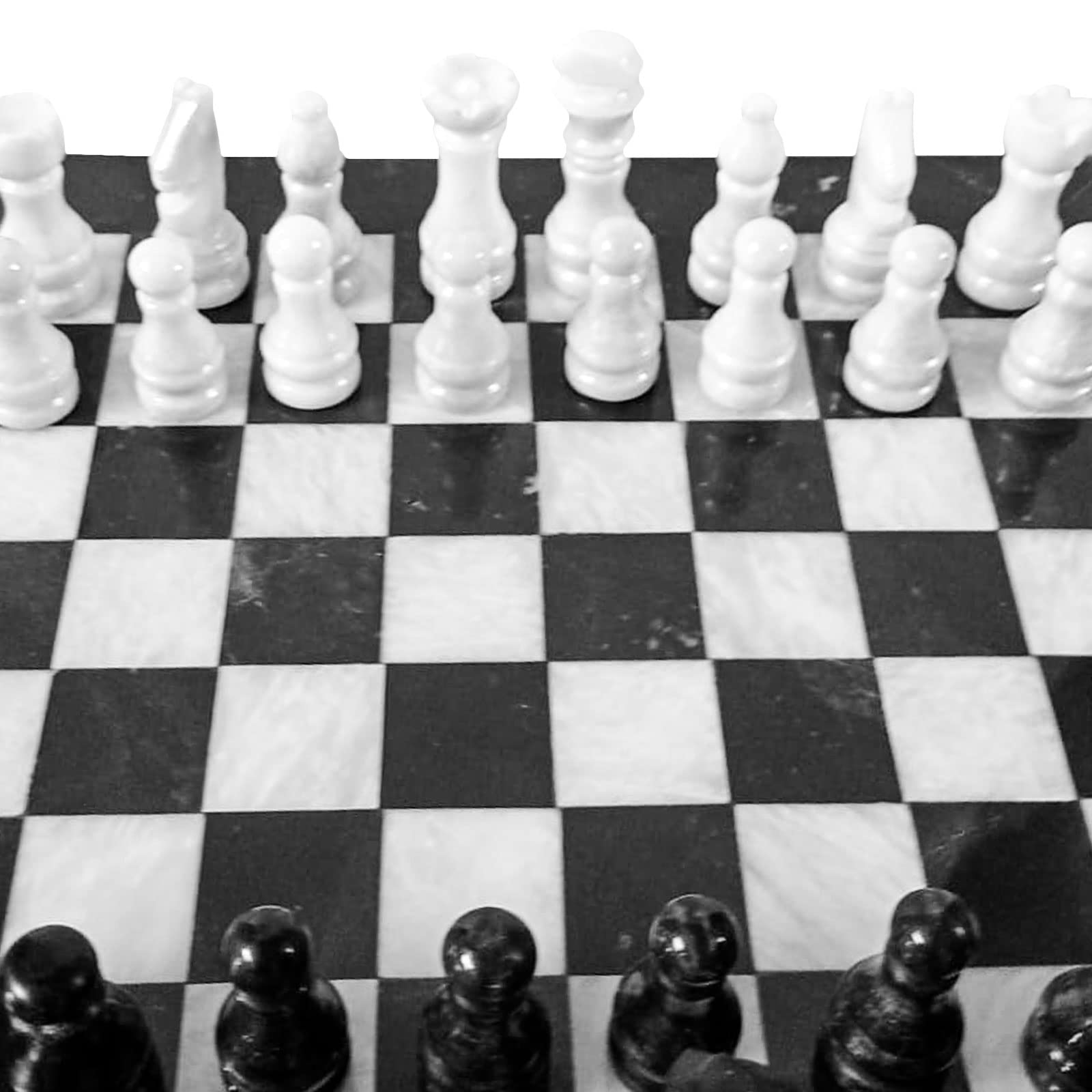 Czarny Marmur szachownica Majów i Biały z Szachami White Black Marble Chessboard 30x30