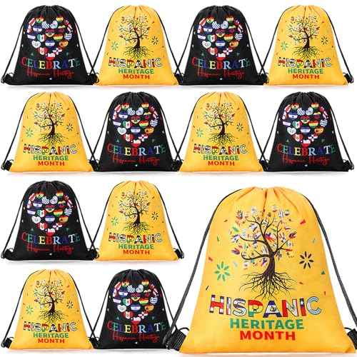 Sunnymove 24 Pcs Hispanic Heritage Drawstring Bags Latin American Countries Flags Party Favors Backpacks Celebrate National Hispanic Heritage Month Party Supplies