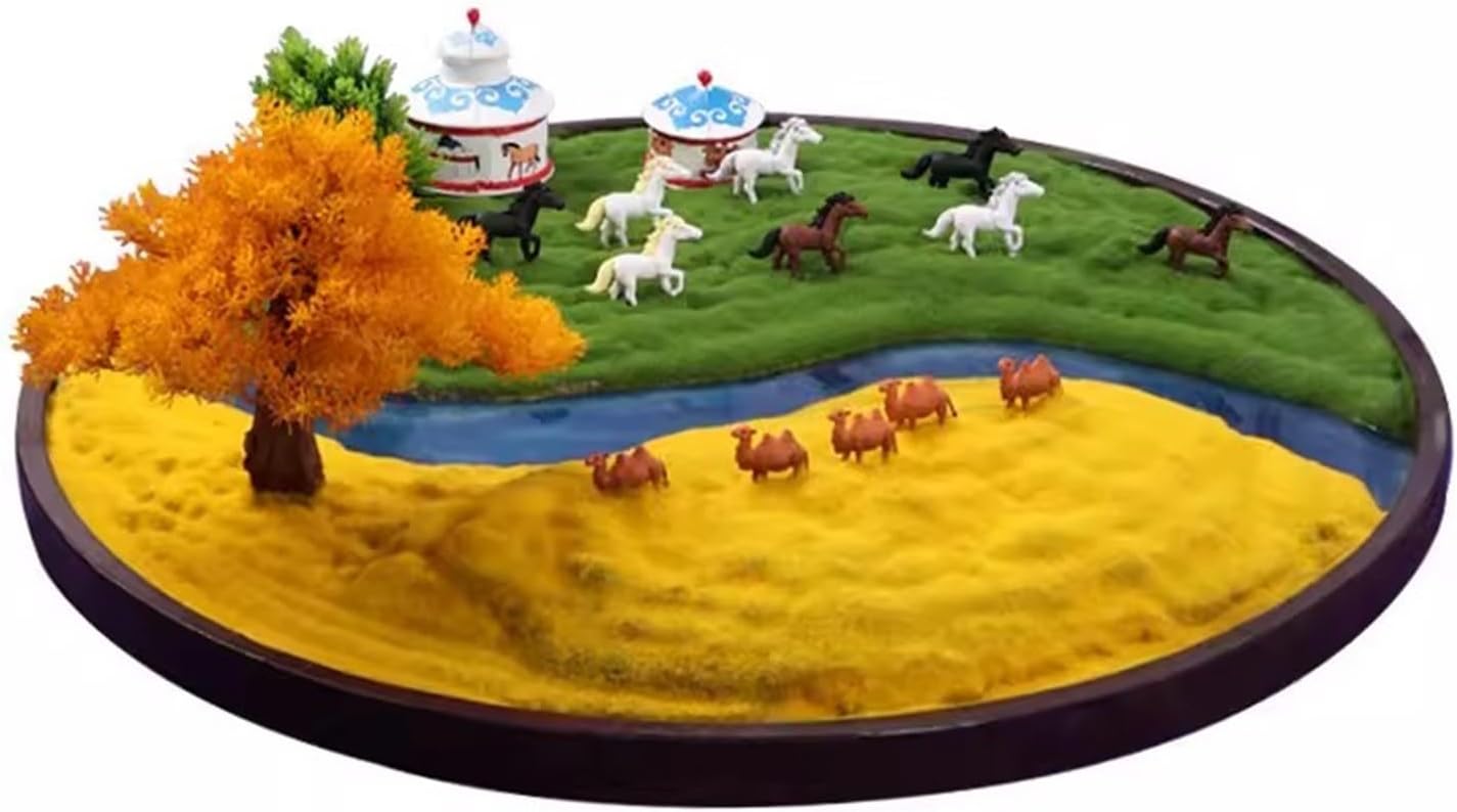 Mixed Model Trees Large Round Table Turntable Decoration Restaurant Desktop Decoration Grassland Cow and Sheep Decoration Hotel Simulation Landscape Natural Green Landscape(50cm)