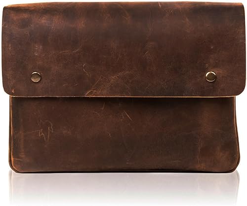 TUZECH Carpeta de cuero vintage para documentos, estuche para archivos, artículos esenciales de oficina y trabajo, hecho a mano, perfecto para