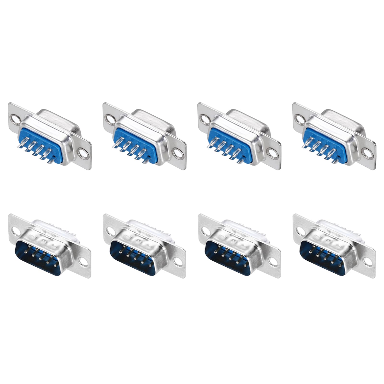 MECCANIXITY DB9 Solder Connectors,DB25 Solder Connectors Male Female Socket 9-pin 2-Row Male Female Serial Port Terminal Breakout for Mechanical Equipment CNC Computers Pack of 8