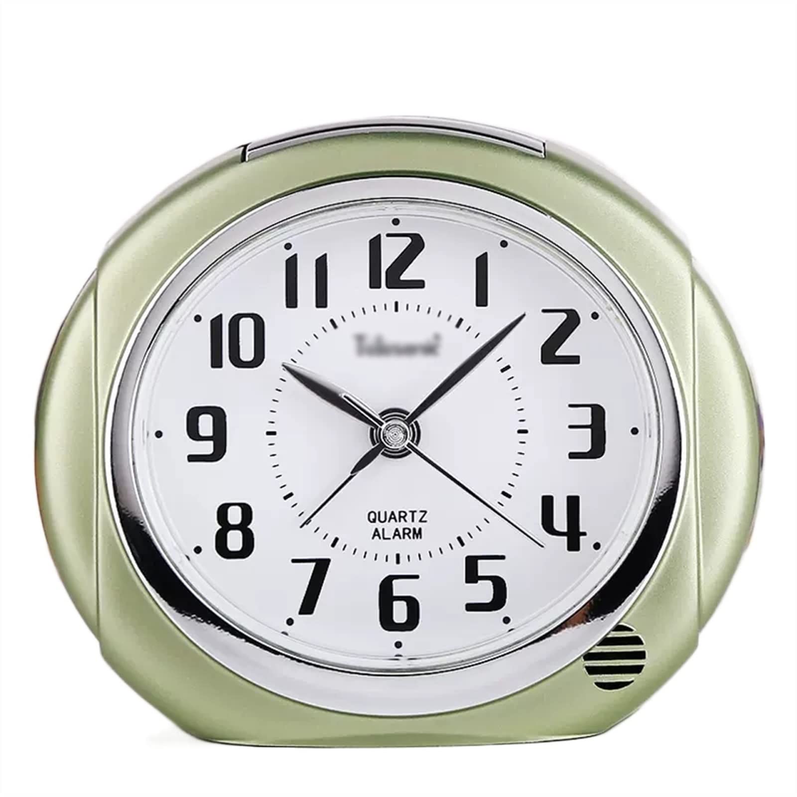 CFY652 Travel Clock 4" Non-Ticking Alarm Clock with Backlight, Silent with No Ticking Analog Quartz, Battery Operated Decoration(Green)