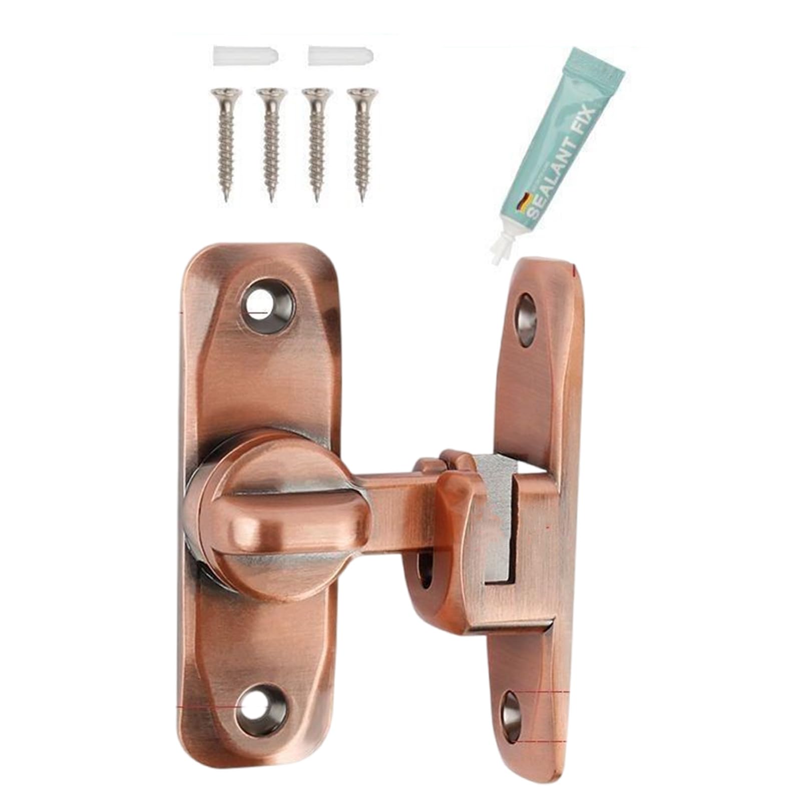 Tertioi Brown (Bronze) Zinc Alloy Inverted Door Lock 90/180 Degree Sliding Anti-Theft Barn Hardware Privacy Bolt