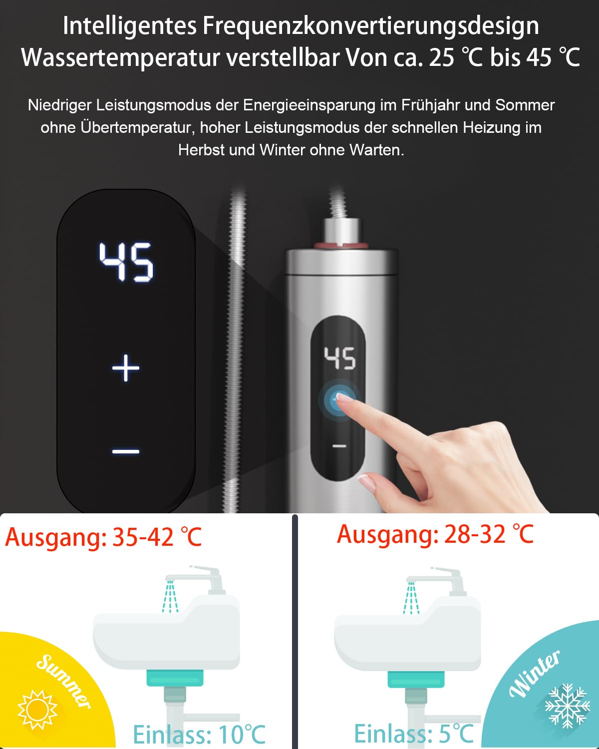 Mini Durchlauferhitzer für Waschbecken, Edelstahl Durchlauferhitzer Klein On-Demand Kleine Belüftete Unterspülen Wasserheizer, Kompakter Kleiner Durchlauferhitzer für Küche, Bad(Unter Waschbecken)