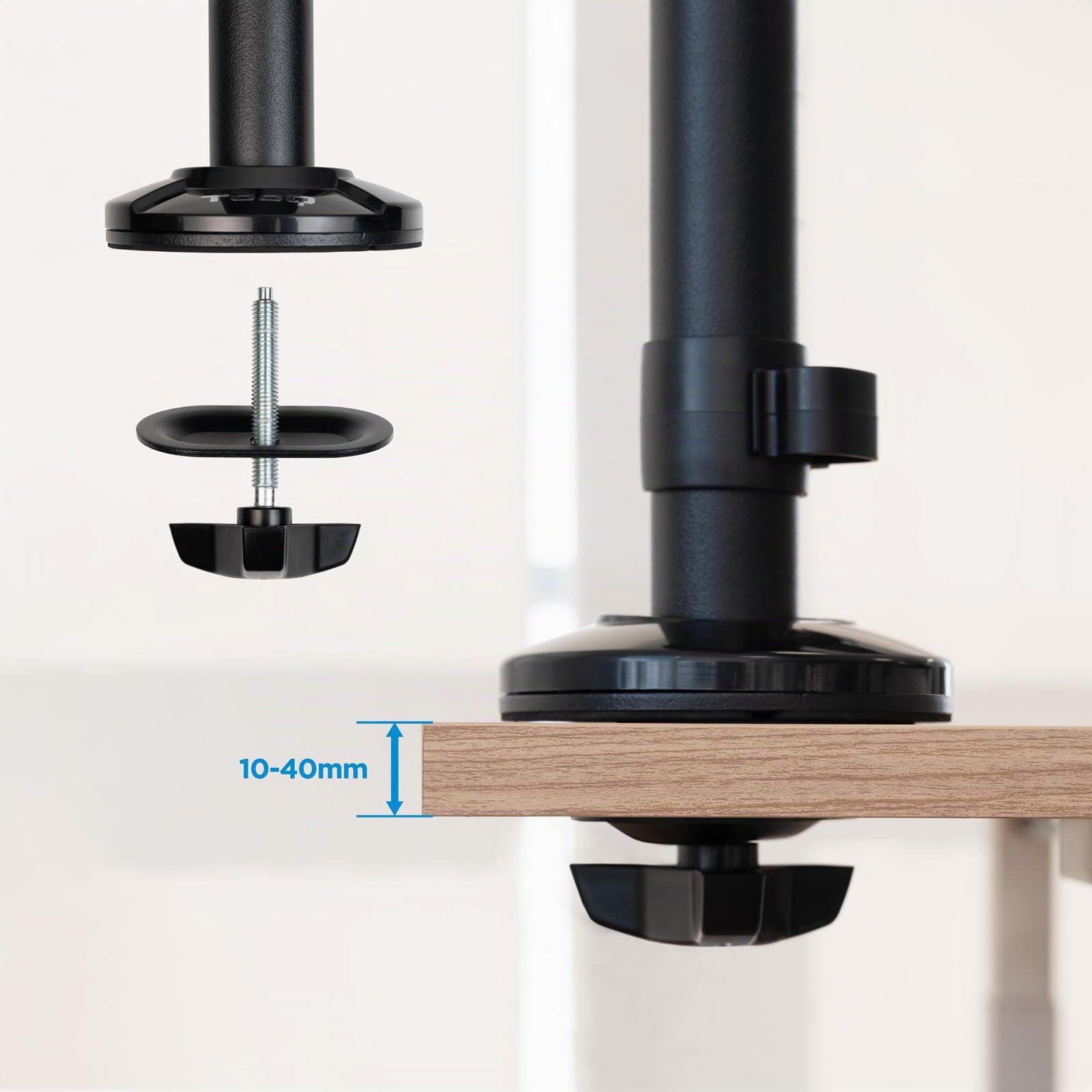TooQ TQPM0002 - Supporto da tavolo regolabile per POS, consente l'installazione della stampante + 2 schermi da 17"-32" + terminale con lettore, nero