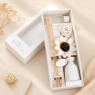 SPHINX Reed Diffuser Gift Set with Ceramic Vase, Fragrance Oil, Reed Sticks & Decorative Flower | Home Fragrance Diffuser for Living Room, Bedroom, Bathroom, Office, Spa, Hotel & Housewarming Gift