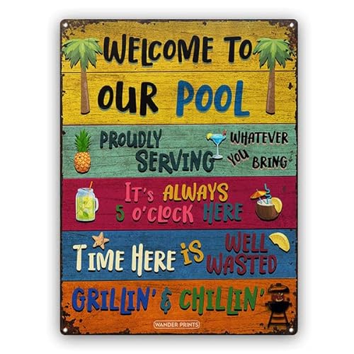 Wander Prints Welcome Pool Sign - Housewarming Gift For Men, Women - Birthday Gift For Dad Mom Grandpa Grandma, 1St Christmas New Home Metal Sign #TOP21