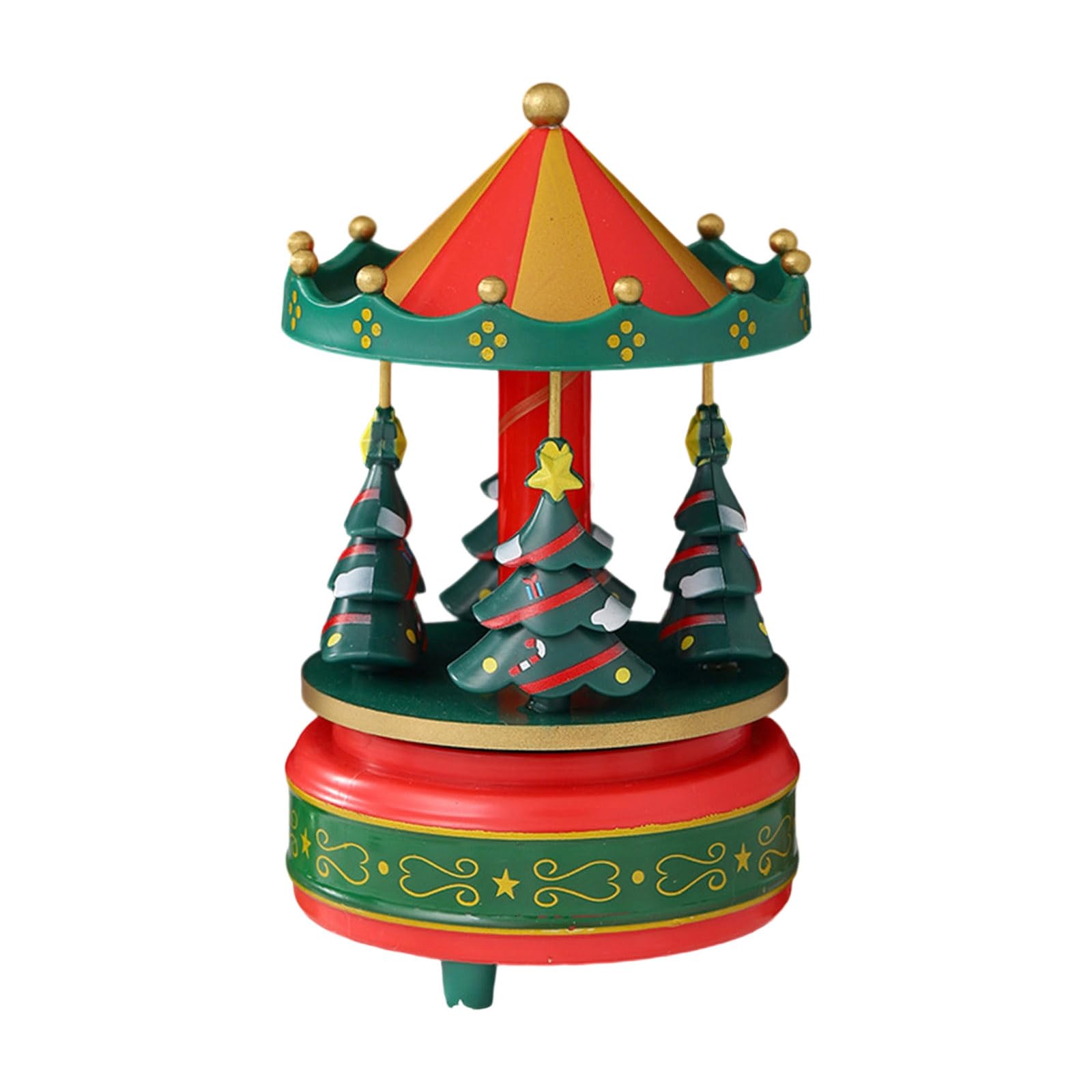 Msioytog Hand-Cranked Rotating Christmas Tree Music Box with Festive Melodies, Holiday Home Tabletop Decor for Family Gifting Hand Cranked Christmas Tree Musical Box