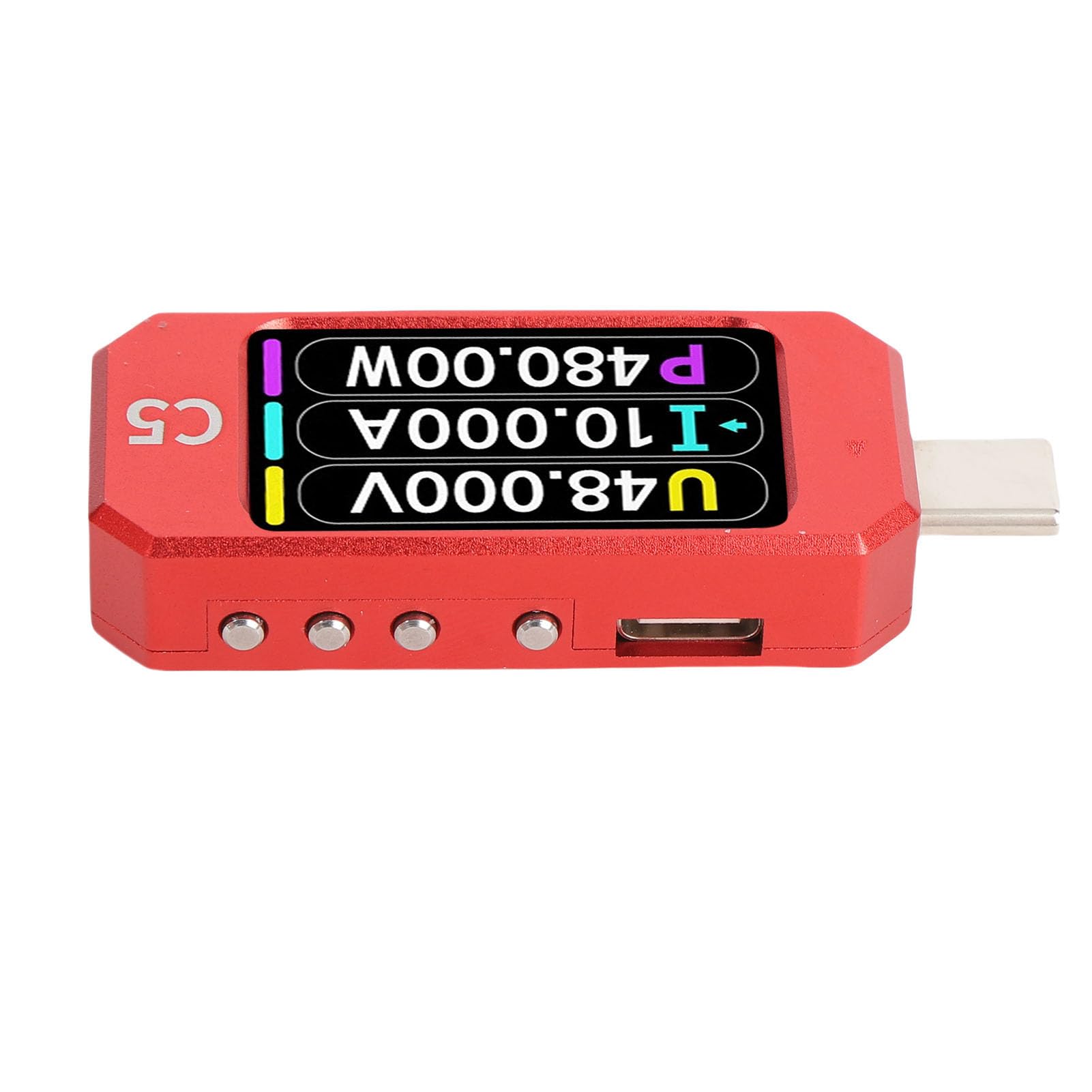 FTVOGUE Tester Typu C z Ekranem LCD IPS o Przekątnej 1,47 Cala, Wielofunkcyjnym Testerem Napięcia i Prądu ze Stopu Aluminium dla USB PD3.1 USB4 48 V 10 A Szczyt, Profesjonalne Narzędzie dla