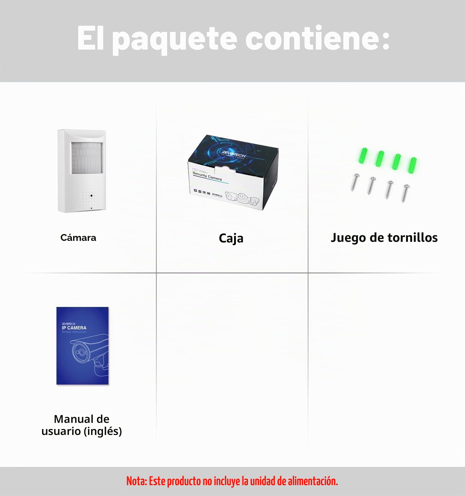 Revotech Interior IPIR Mini PoE 3MP IP Cámara de Seguridad con Audio, Lente de 3.7mm(80°FOV), 940nm Invisible Visión Nocturna LED Infrarrojo, Vista remota P2P Detección de Movimiento (IPIR-P-A-FHW)